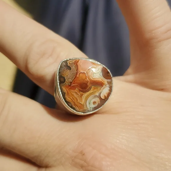 New Men's Crazy Lace Agate 925 Silver Ring. - Picture 6 of 15